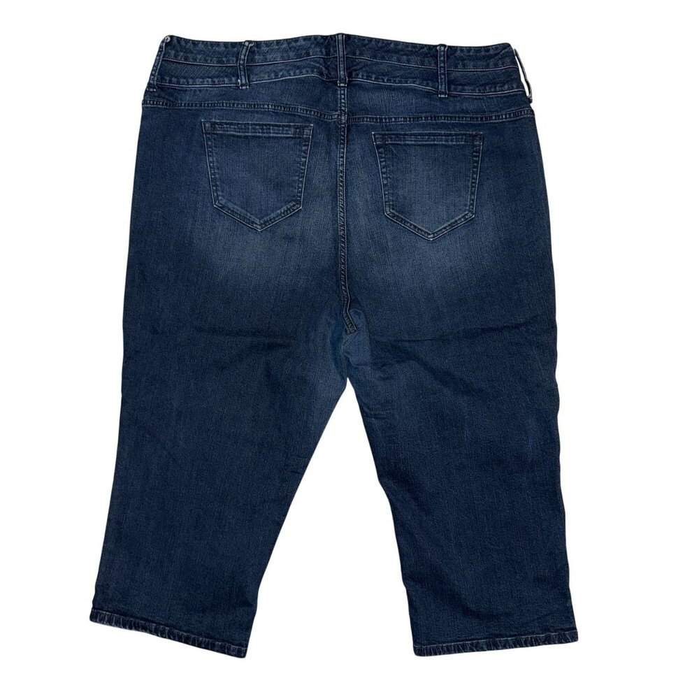 Torrid Plus Size Straight Leg Capri Jeans Womens 26 21 Stretch Dark Wash Blue - Picture 5 of 8
